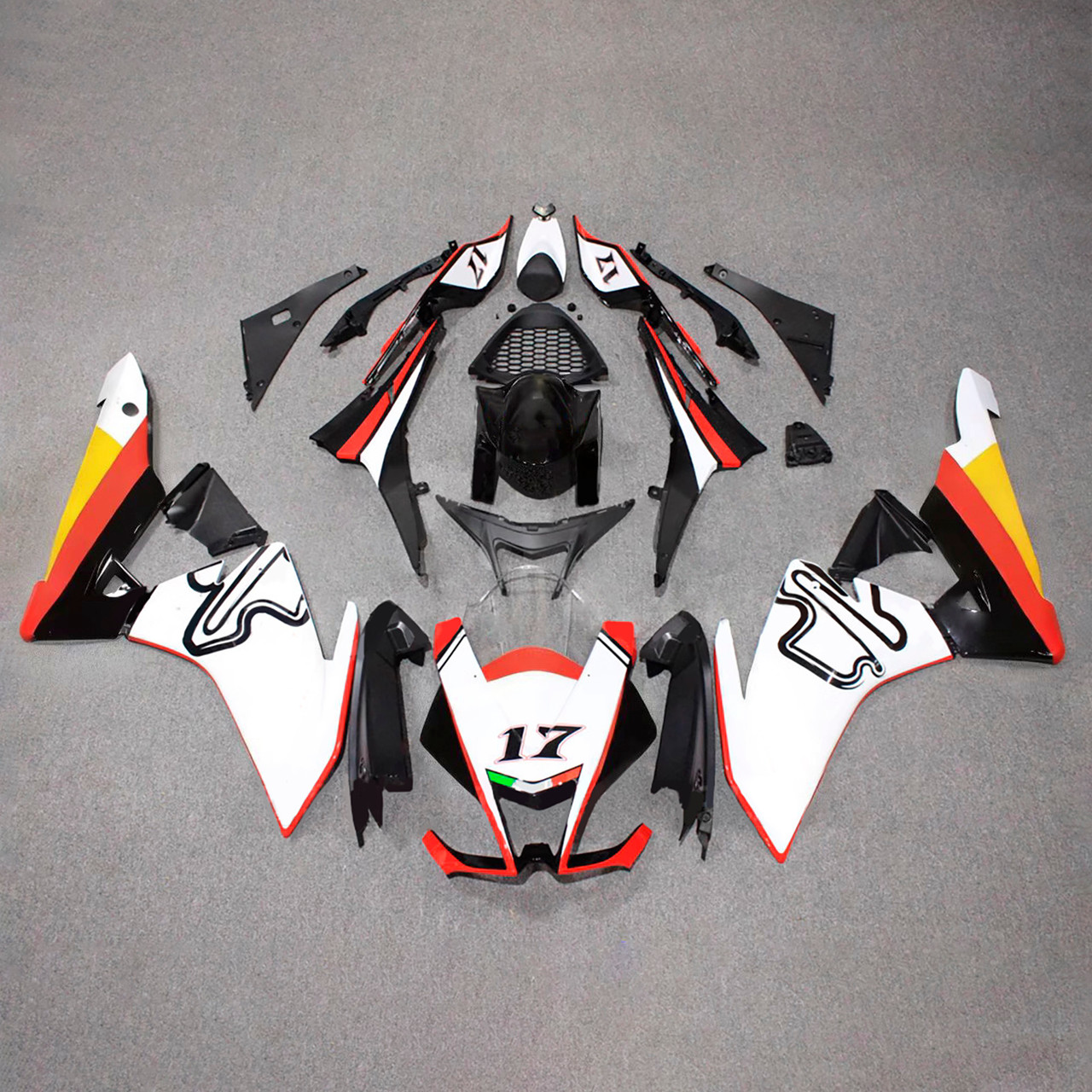 2009-2015 Aprilia RSV4 1000 White Red Yellow Black Fairing Kit