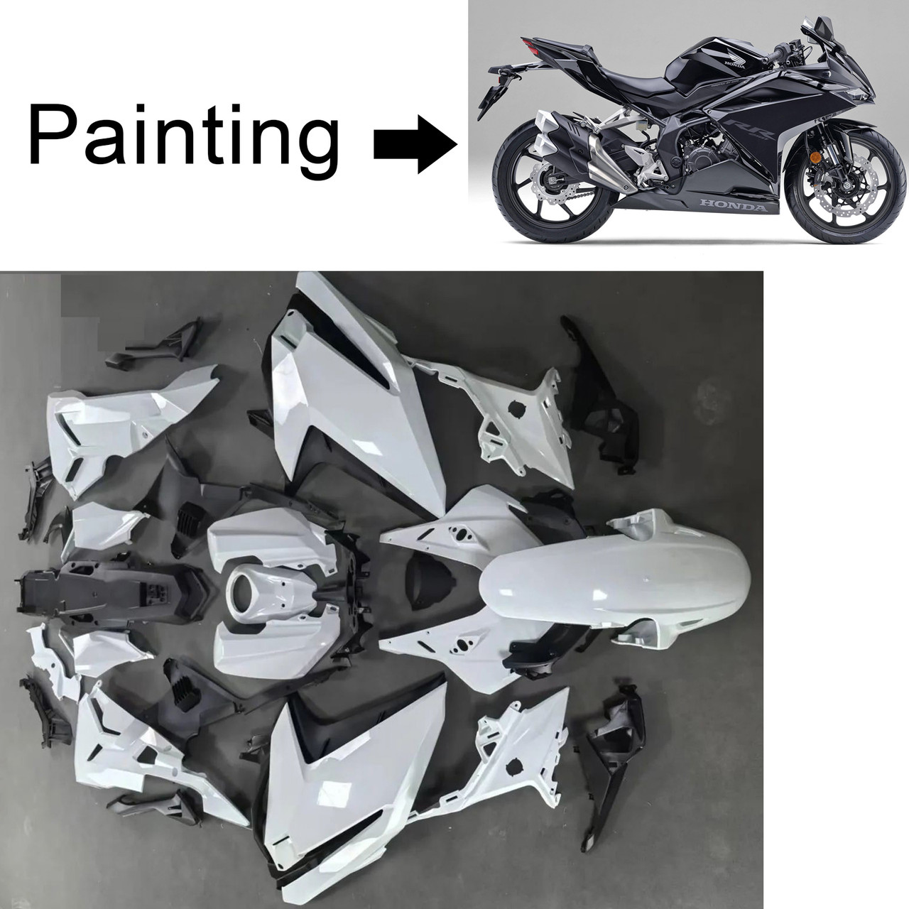 2017-2022 Honda CBR250RR Blck Gray Fairing Kit - Mad Hornets