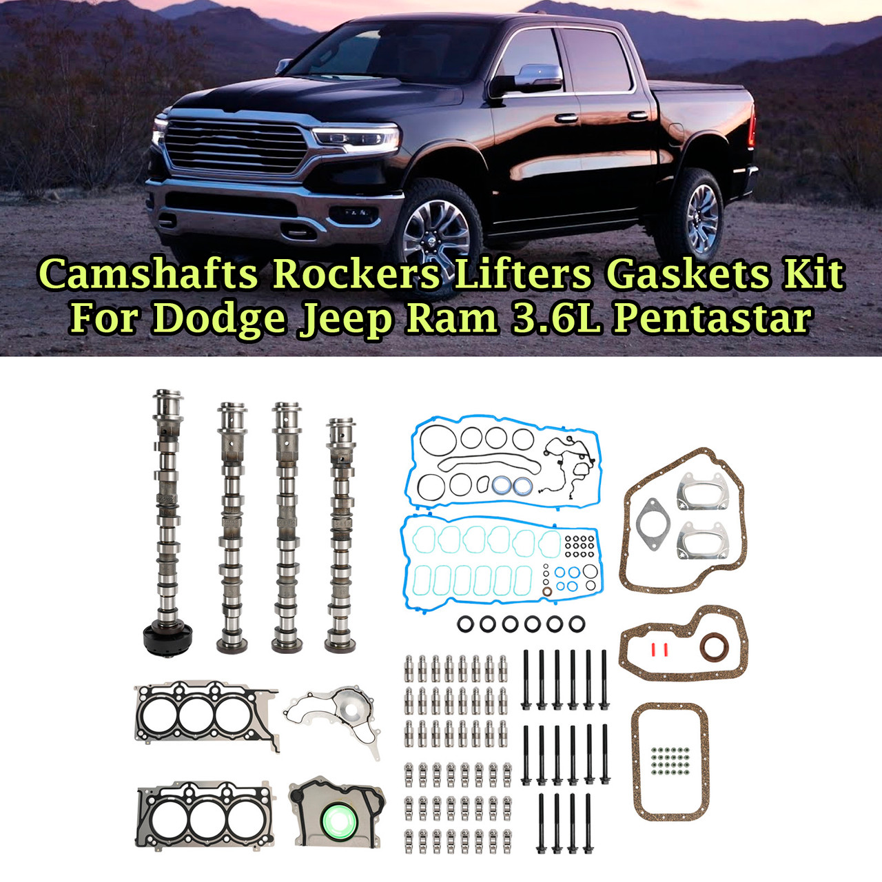 Camshafts Rockers Lifters Gaskets Kit For Dodge Jeep Ram 3.6L Pentastar Camshafts Rockers Lifters Gaskets Kit For Dodge Jeep Ram 3.6L Pentastar