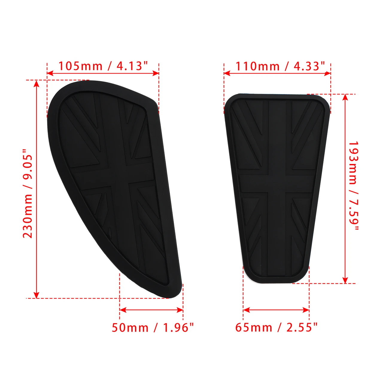 2016-2022 Street Cup Scrambler Twin 900 Gas Tank Knee Pads with Center Pad Protector Black Generic