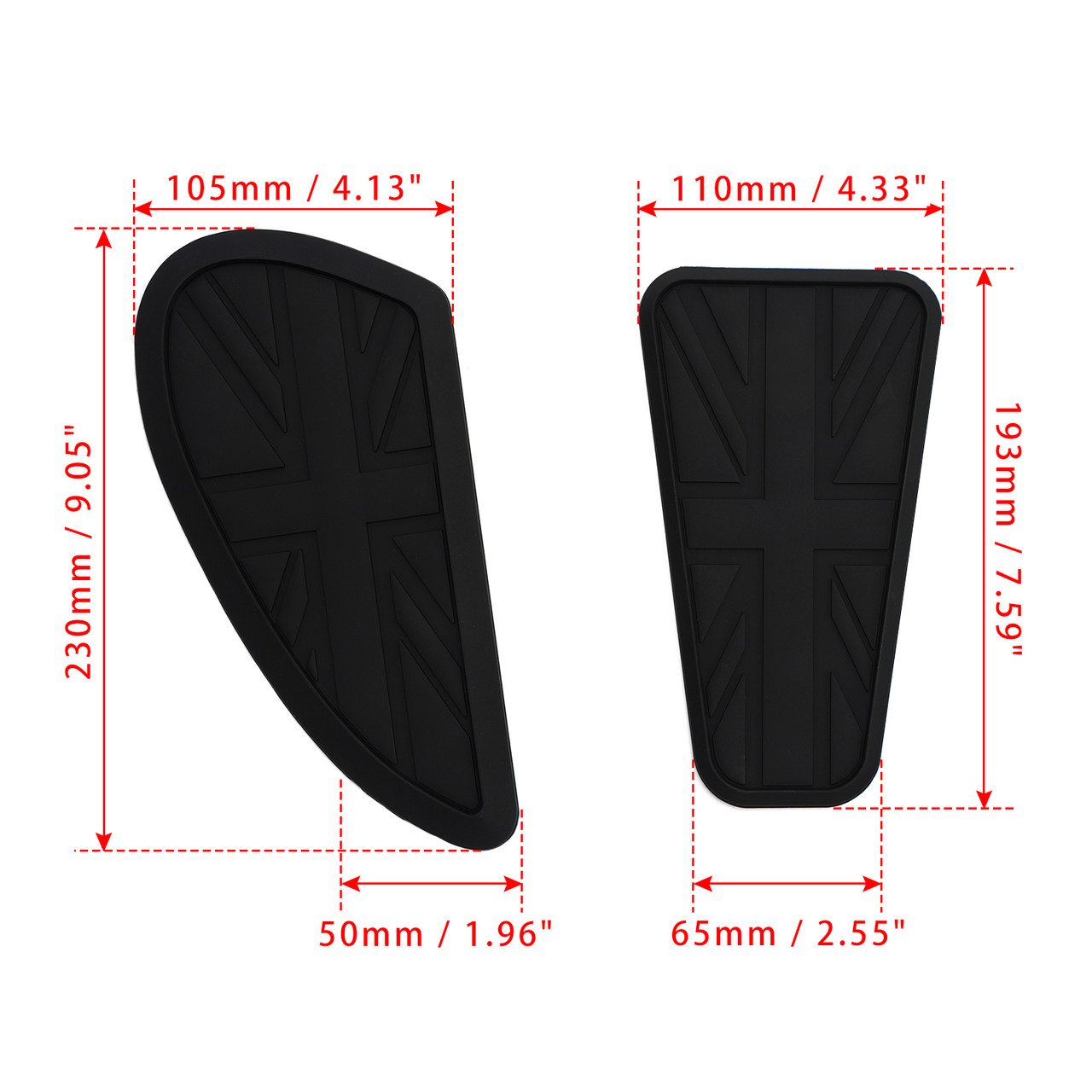 2021- Super Meteor 650 Gas Tank Knee Pads with Center Pad Protector Black Generic