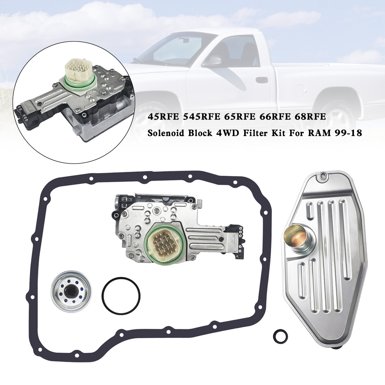 45RFE 545RFE 65RFE 66RFE 68RFE Solenoid Block 4WD Filter Kit For RAM 99-18