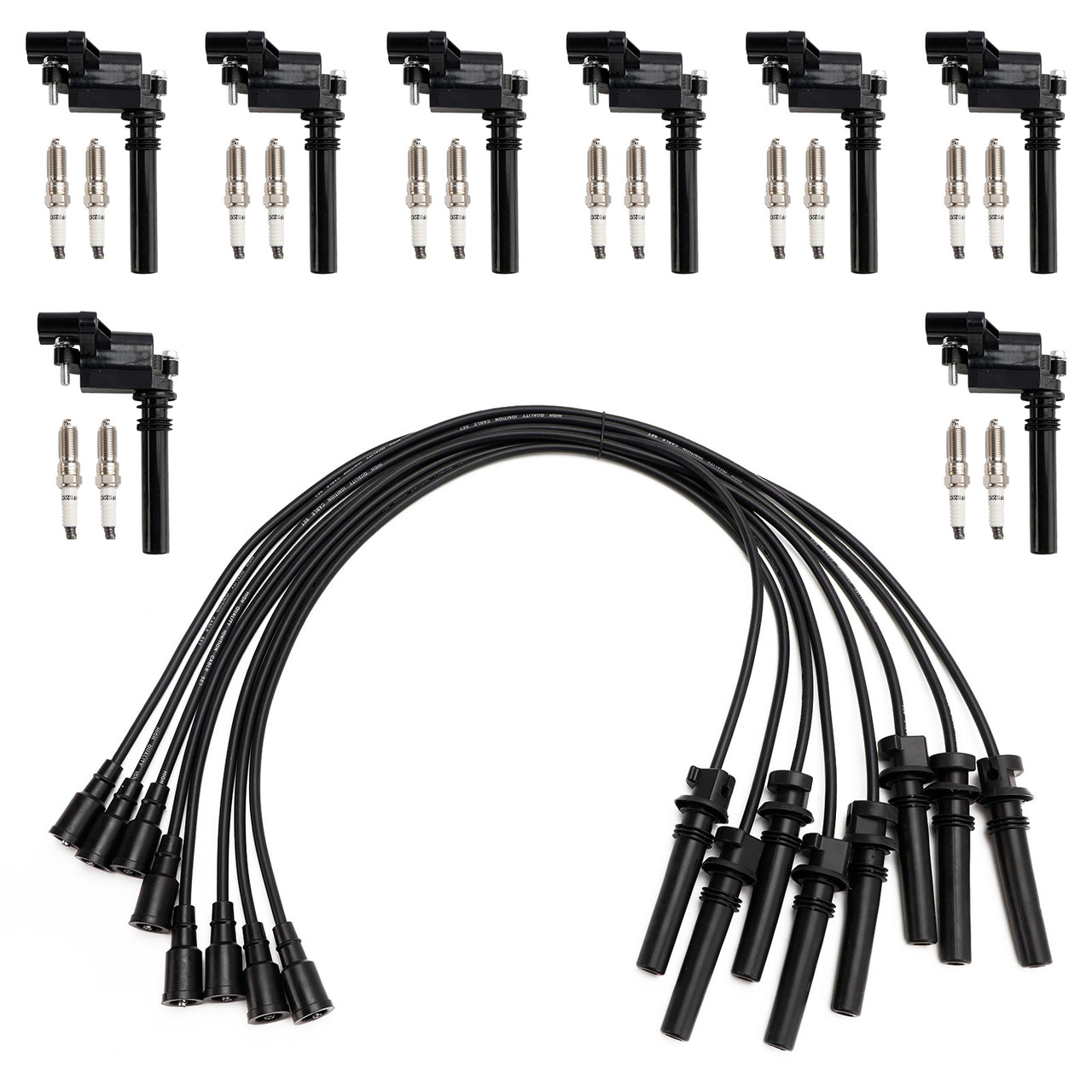 Dodge Ram 1500 2500 3500 5.7L V8 UF378 UF505 Ignition Coil+Spark Plug+Wire set 5C1409 E408 52-1758 Generic