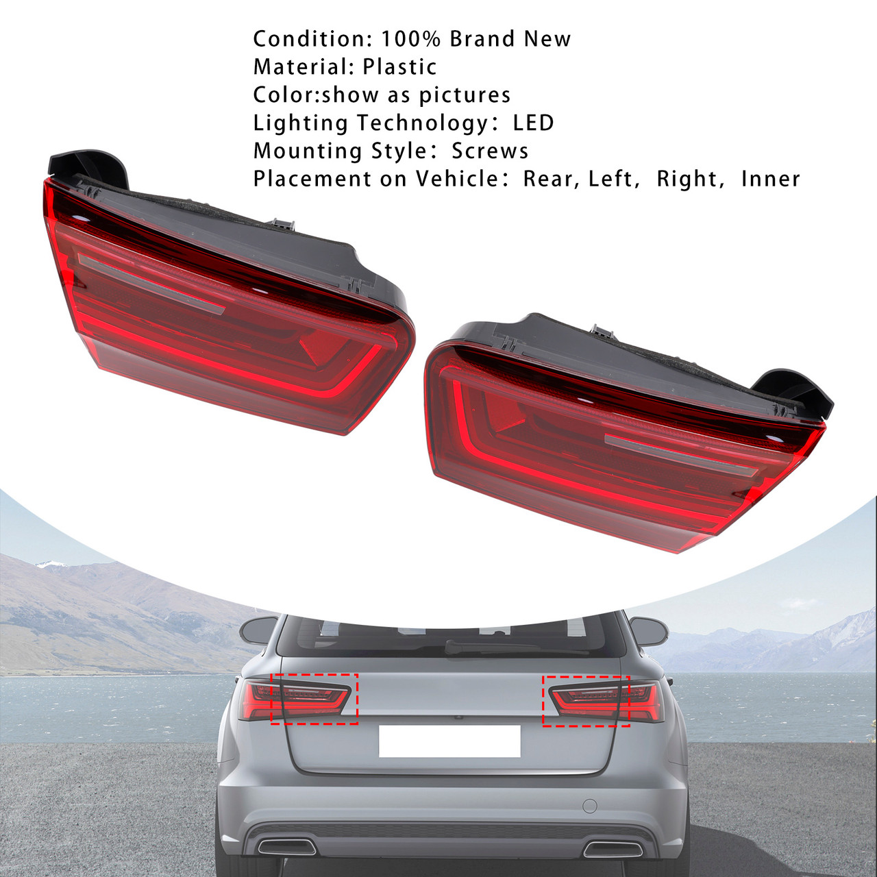 2015-2018 Audi A6 4G C7 Left+Right Pair Rear Tail Light Inner 4G5945093E 94E Generic