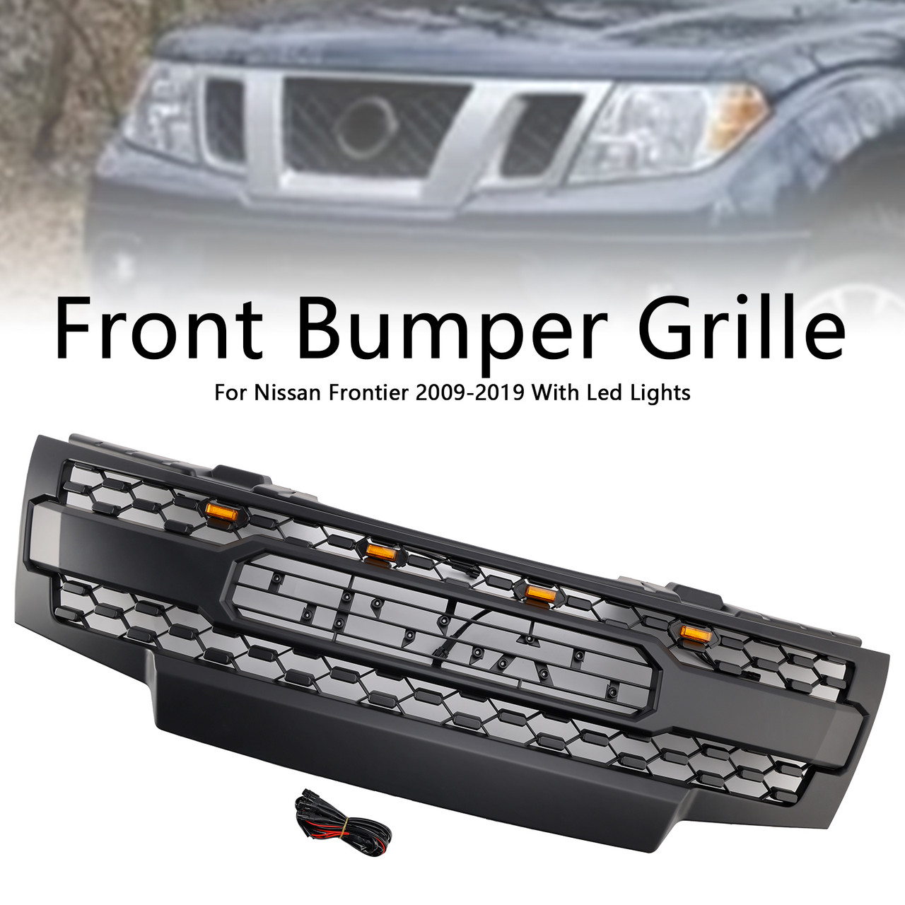 2009-2019 Nissan Frontier With Led Lights Front Bumper Grille