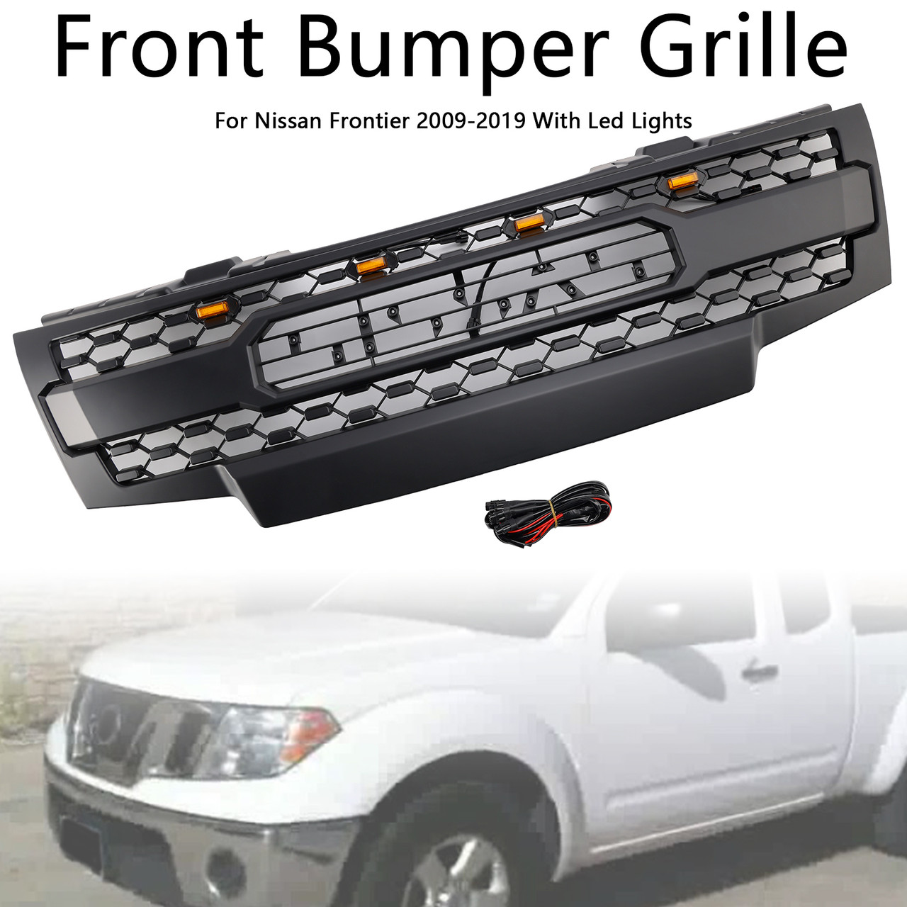 2009-2019 Nissan Frontier With Led Lights Front Bumper Grille