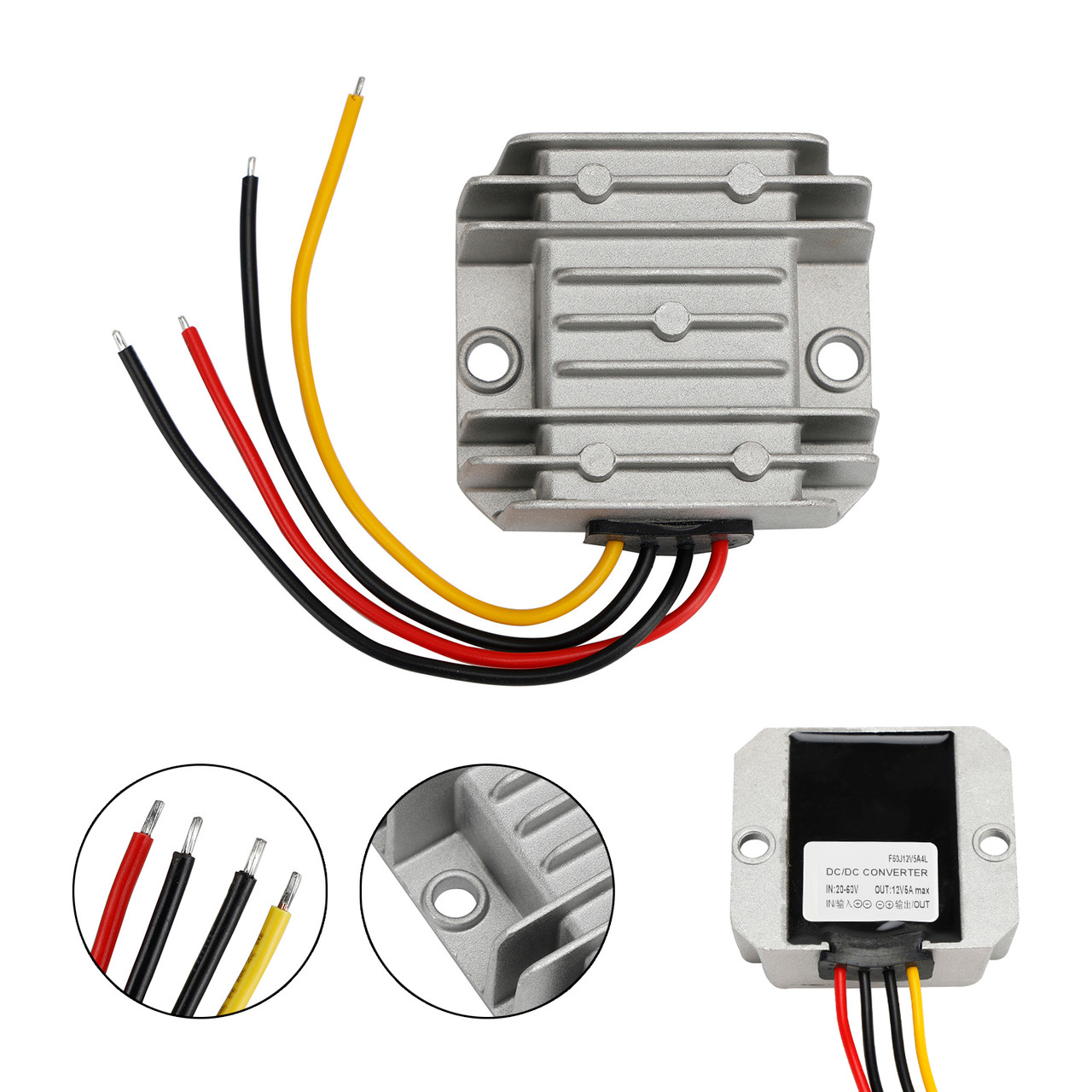 WaterProof 20-60V to 12V 5A 60W Step Down DC/DC Power Converter Regulator