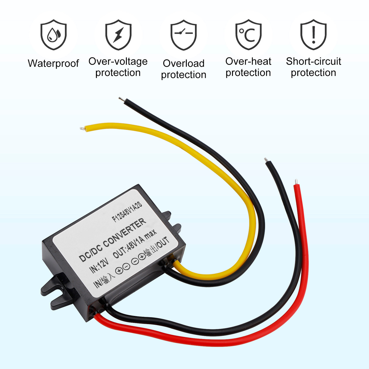 DC/DC Converter Regulator 12V Step Up to 48V 1A 48W Waterproof Generic