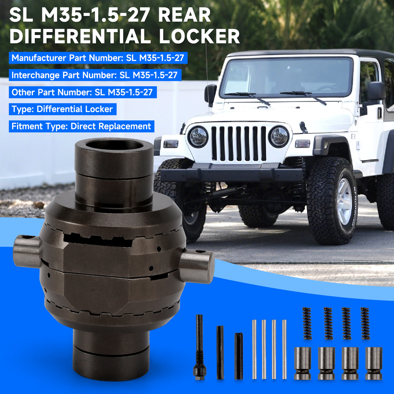 Jeep Grand Cherokee 1993-1998 Dana 35 27 Spline Rear Differential Locker SL M35-1.5-27