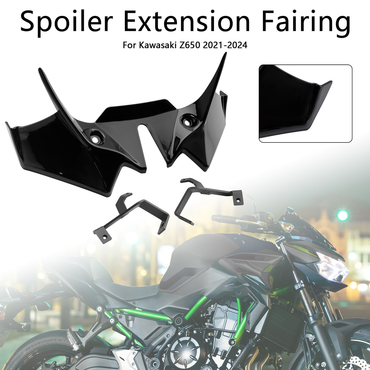 2021-2024 Kawasaki Z650 Spoiler Extension Fairing Black Generic