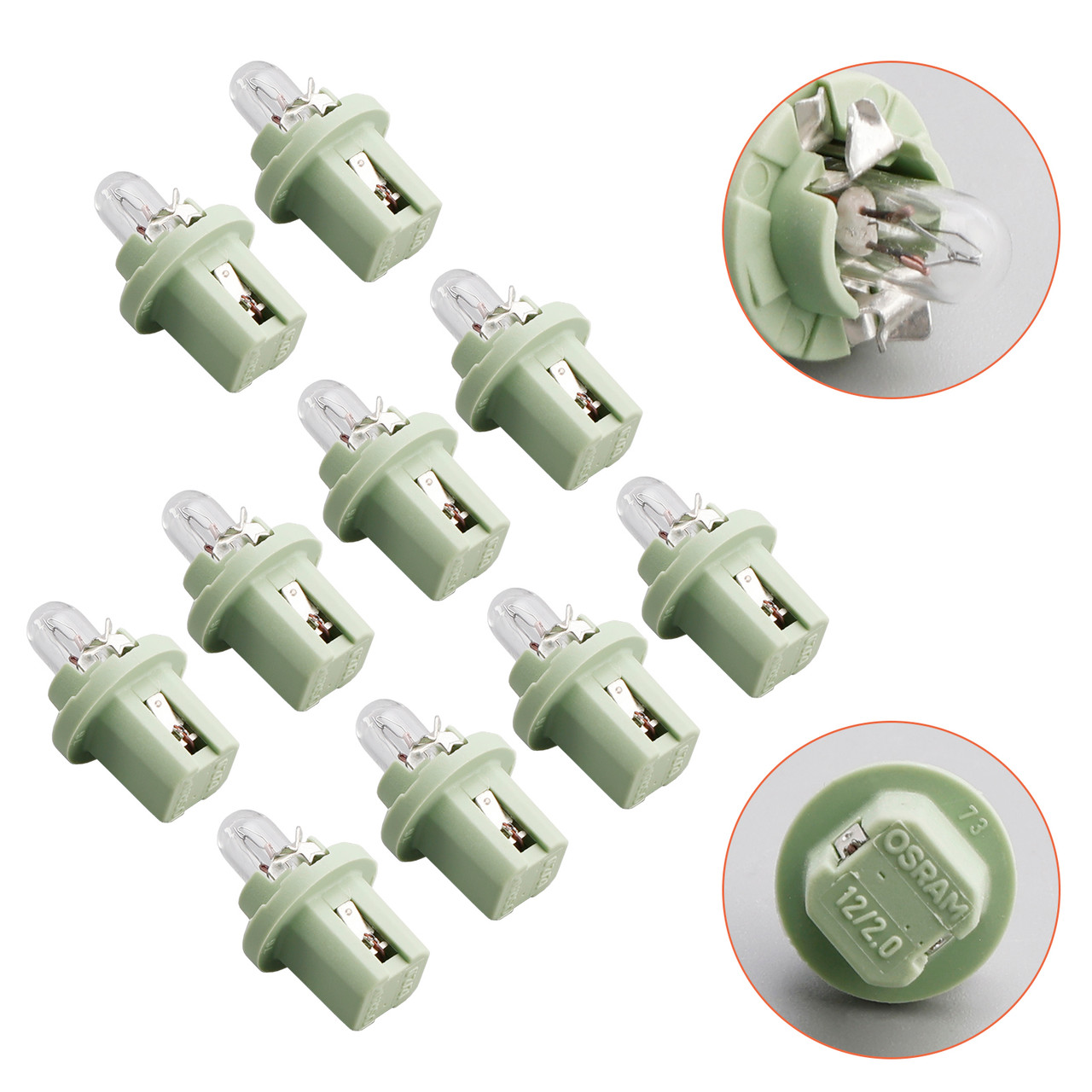 10PCS Instrument Light BX8.5D 2722MFX 12V 2W For OSRAM