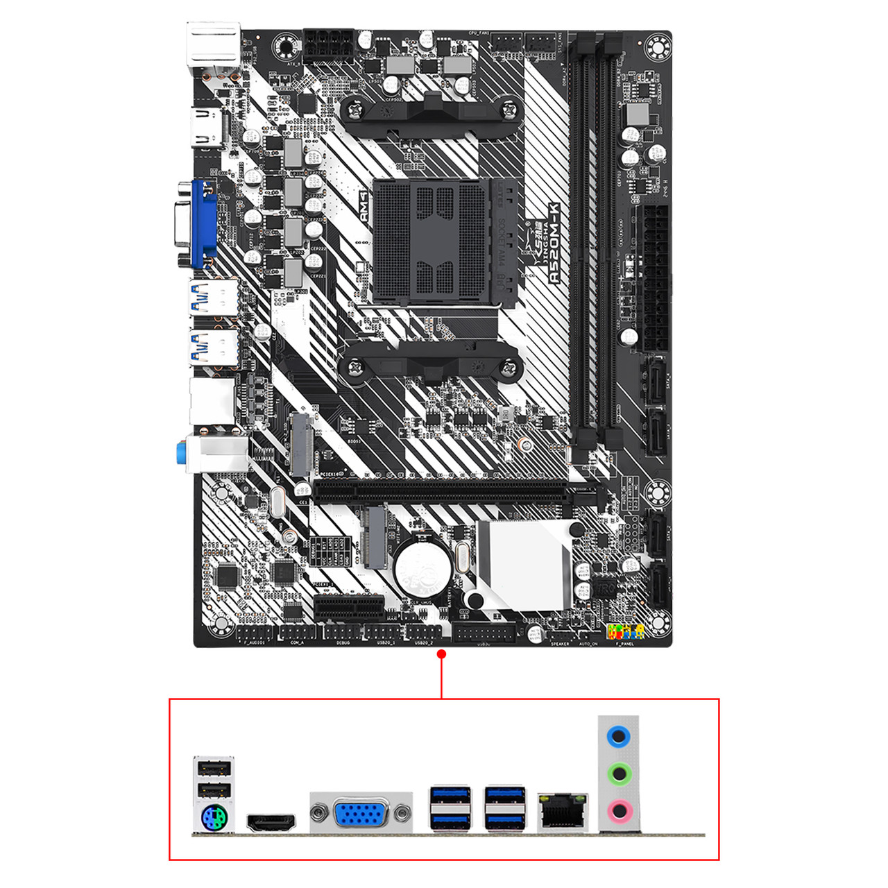 A520M-K Desktop Computer Motherboard AM4 Dual Protocol M.2 Hard Drive Supports WIFI Bluetooth A520M-K Desktop Computer Motherboard AM4 Dual Protocol M.2 Hard Drive Supports WIFI Bluetooth