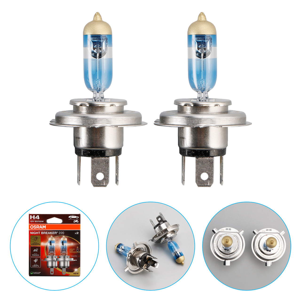 2PCS Car Lamp Night Breaker H4 64193NB220 12V 60/55W For OSRAM