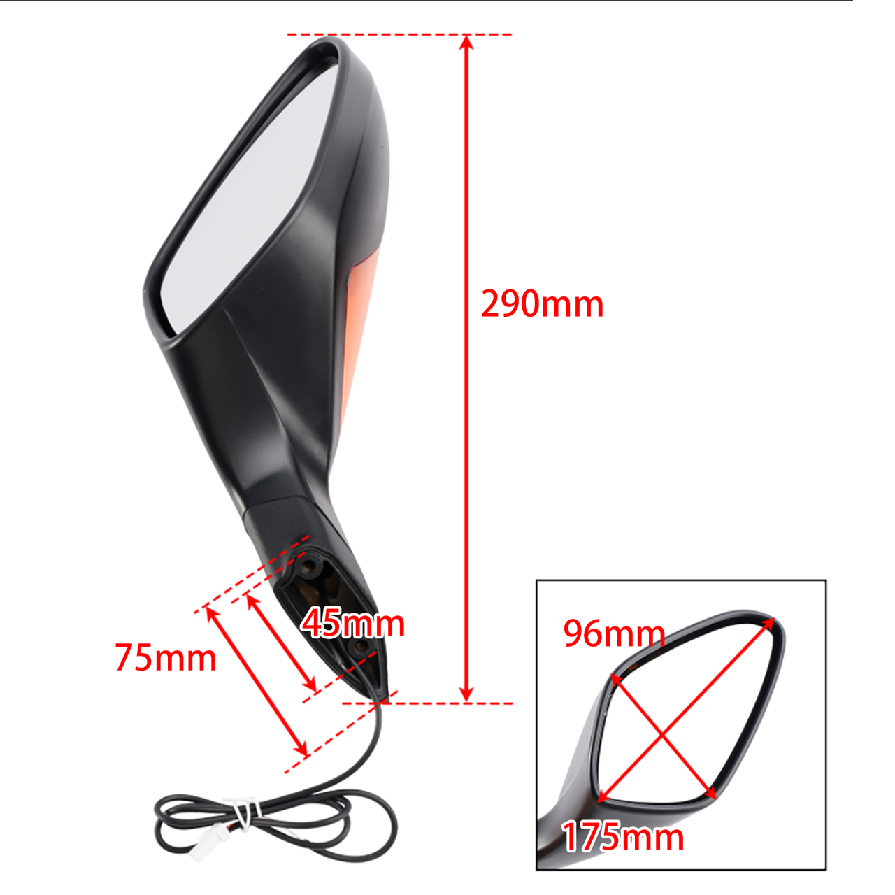 2012-2021 MV Agusta F3 675 800 Rosso Rear View Mirrors with Turn Signal Left and Right Black Generic