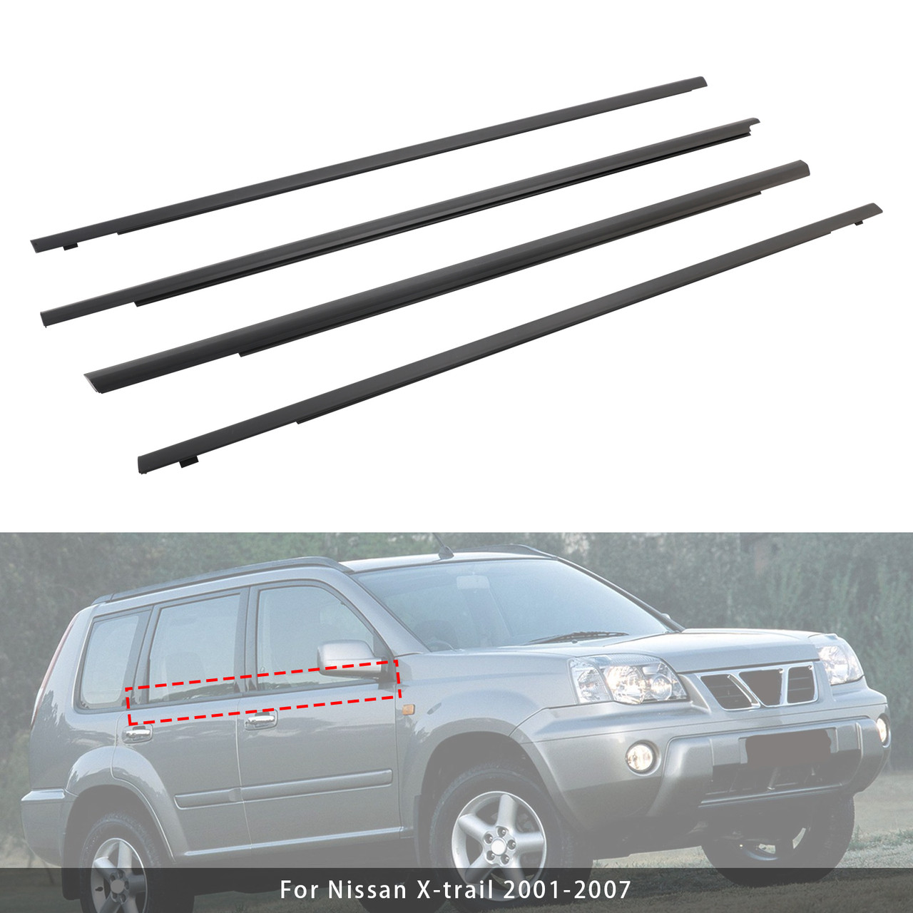 2001-2007 Nissan X-trail 4PCS Window Weather Strip Seal Belt Generic
