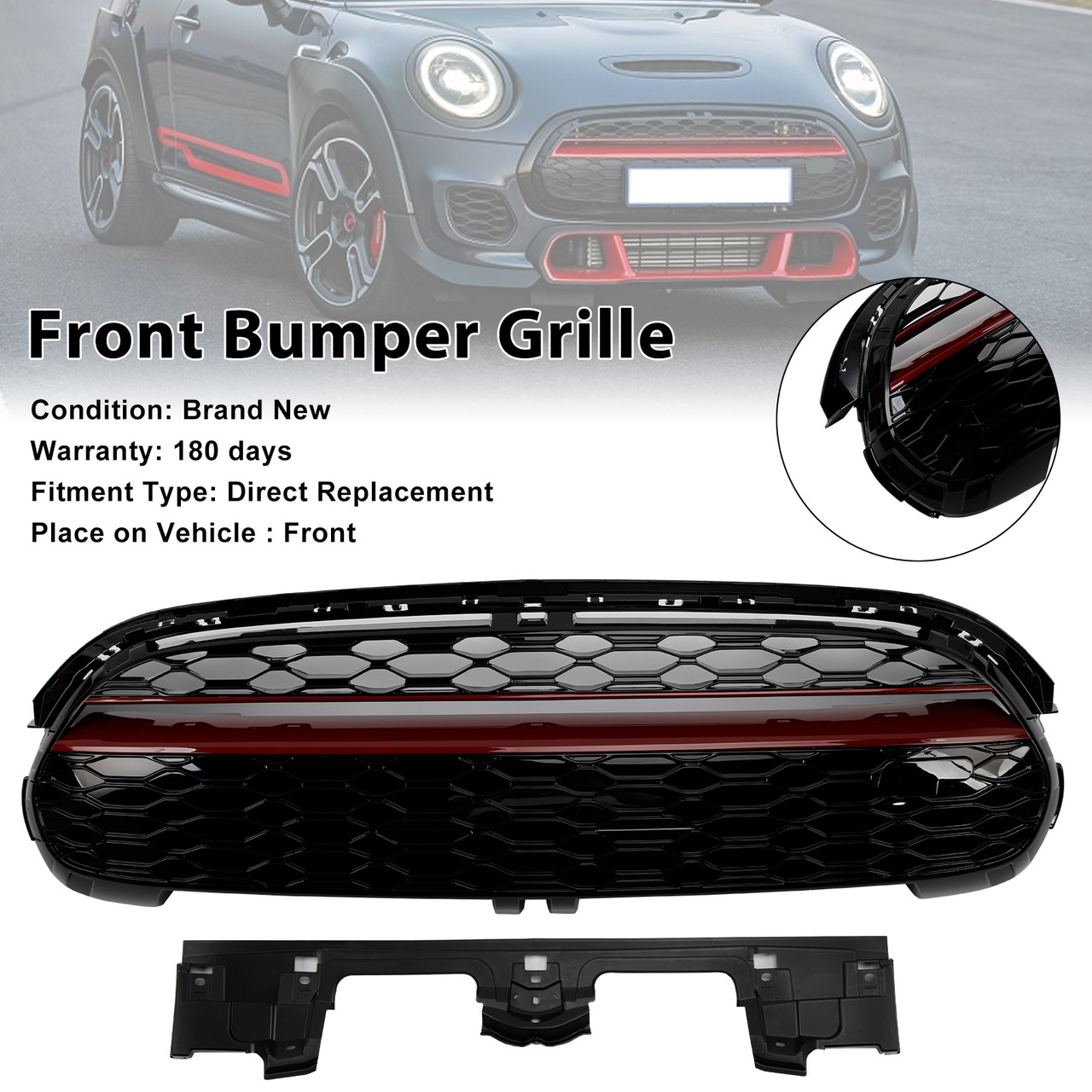 2014-2021 Mini Cooper F55 F56 F57 GP-Style Gloss Black Red Trim Front Grille Generic