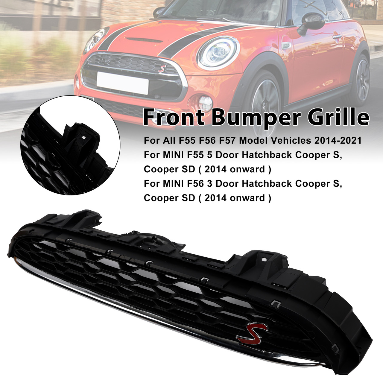 2014-2021 Mini Cooper F55 F56 F57 Front Mesh Grille Grill