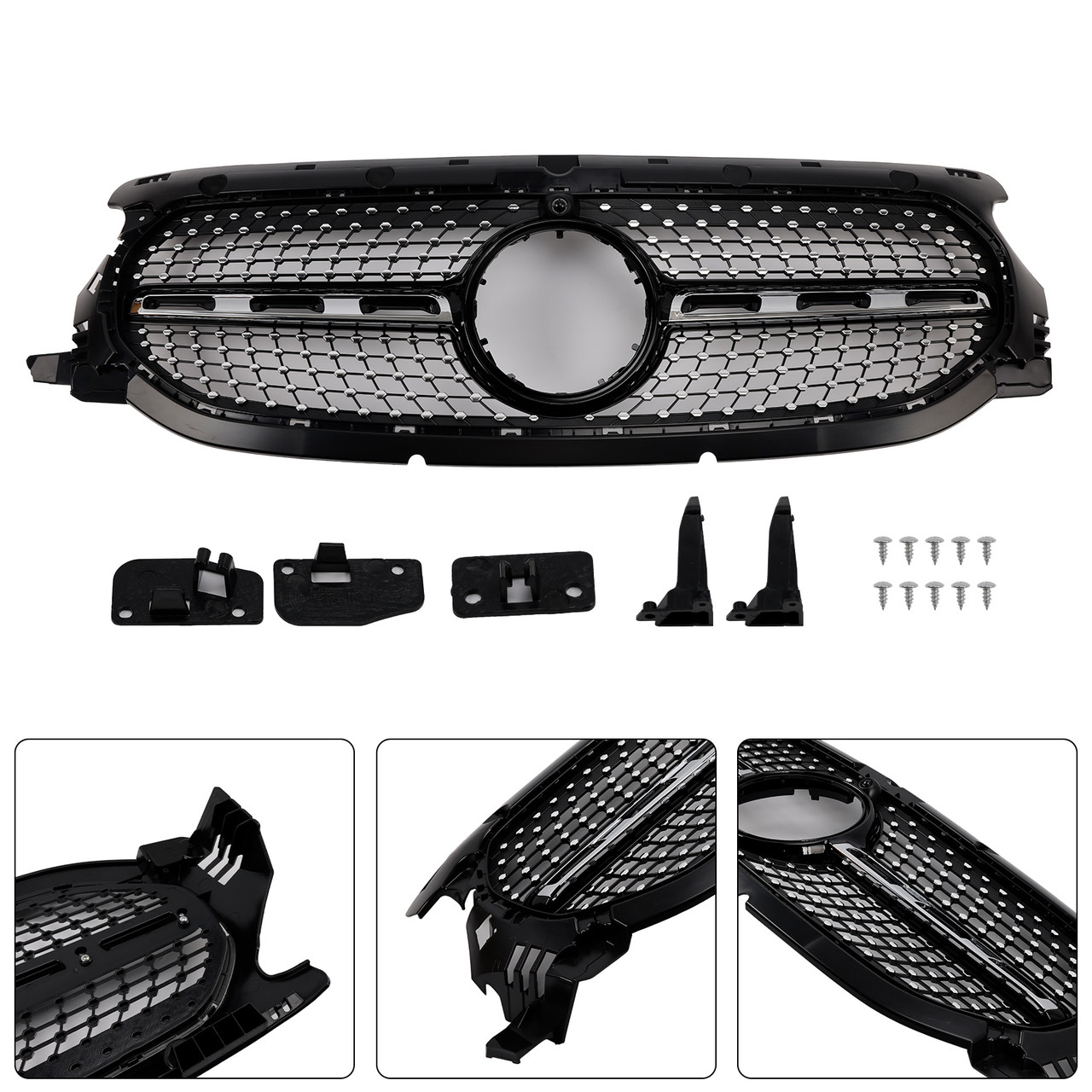 2020-2023 Mercedes-Benz H247 GLA250 GLA200 Diamond Front Grille Gloss Black Generic