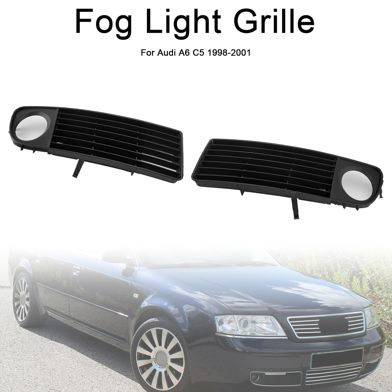 1998-2001 Audi A6 C5 2PCS Front Lower Bumper Fog Light Cover Grille Generic