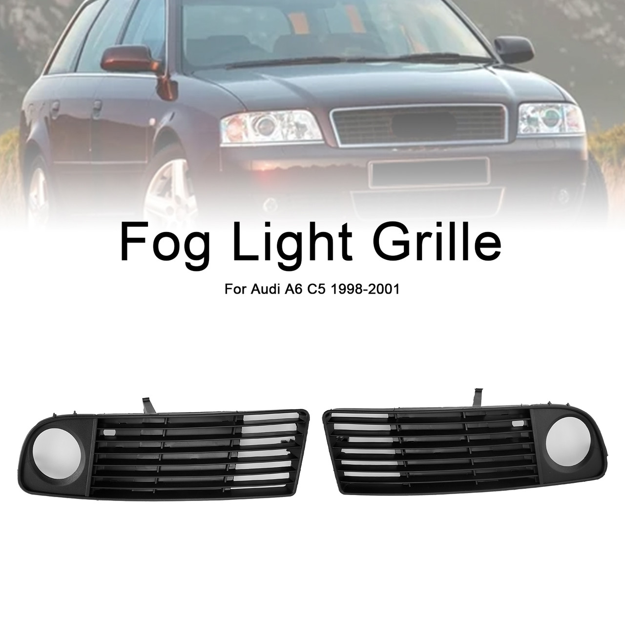1998-2001 Audi A6 C5 2PCS Front Lower Bumper Fog Light Cover Grille Generic