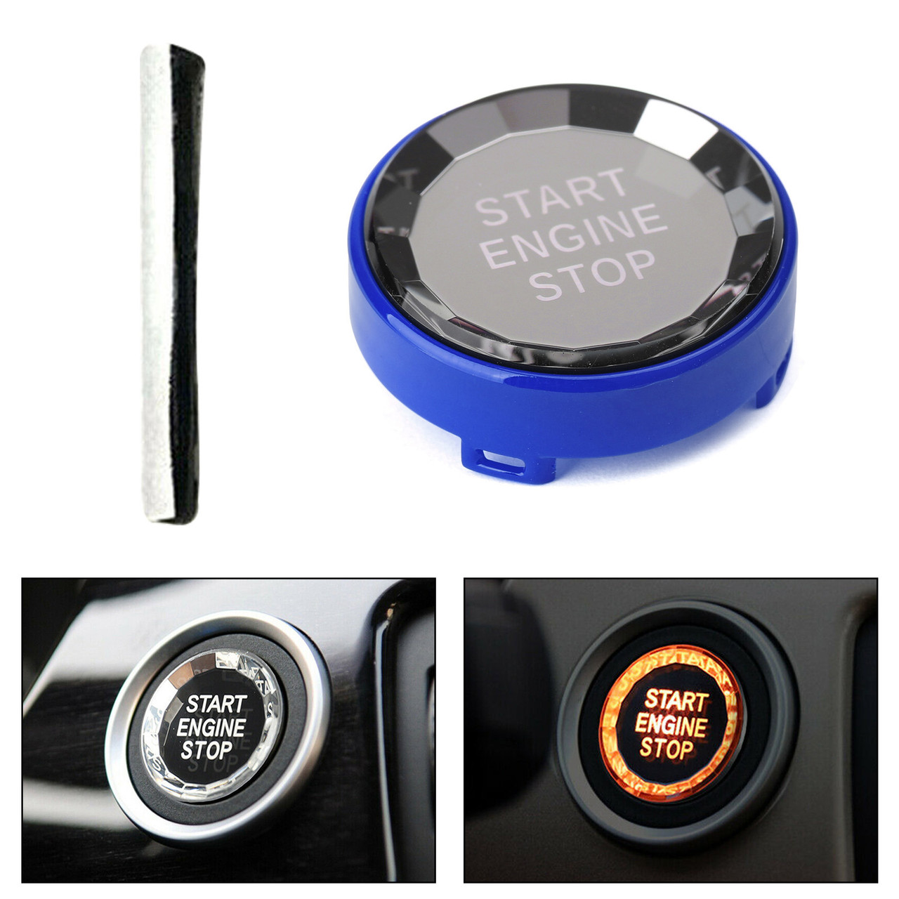BMW 1-8 Series E Chassis Start Stop Engine Button Crystal Blue Generic
