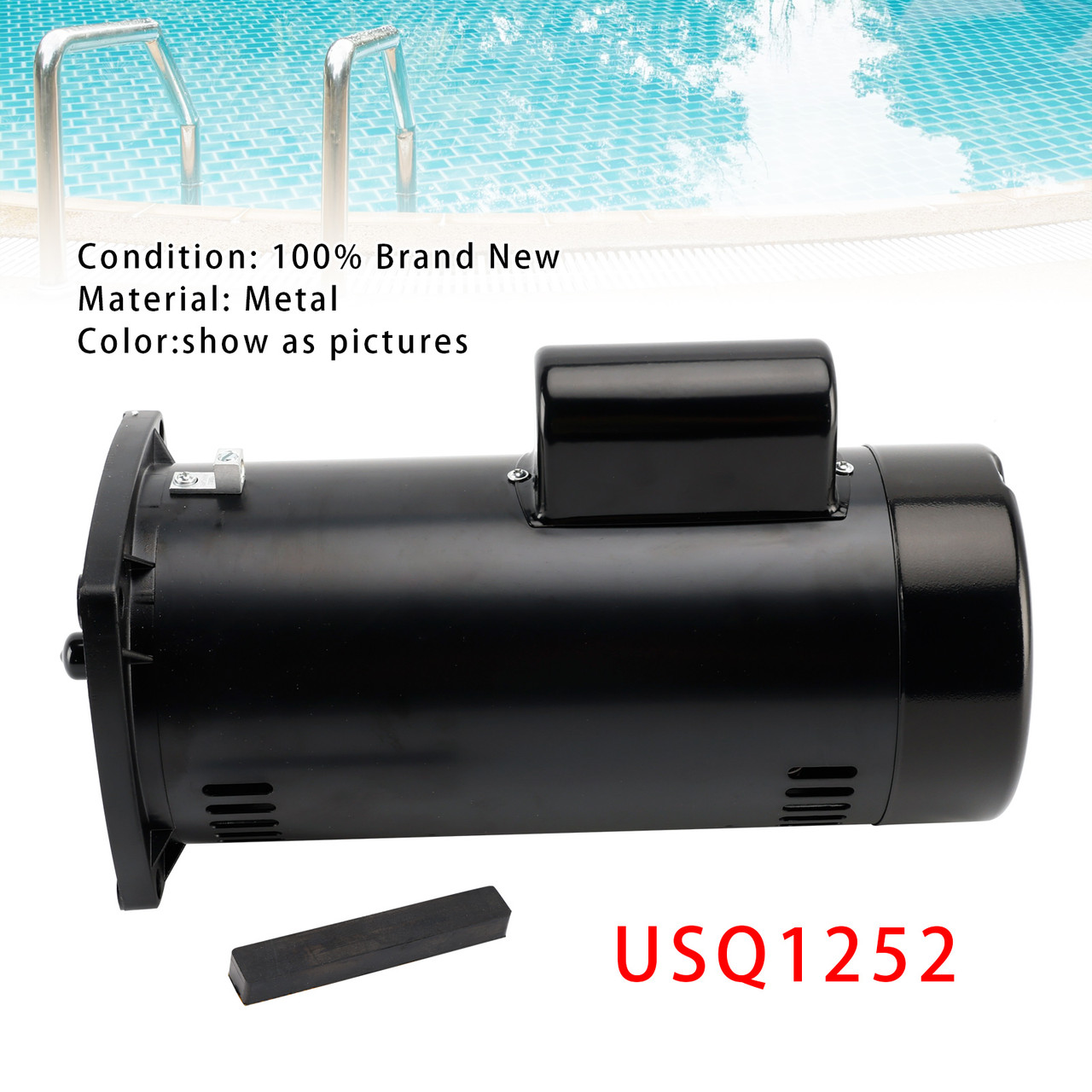 USQ1252 Swimming Pool Motor 2.5HP 230V 48Y Square Flange With PS-200 Seal Kit