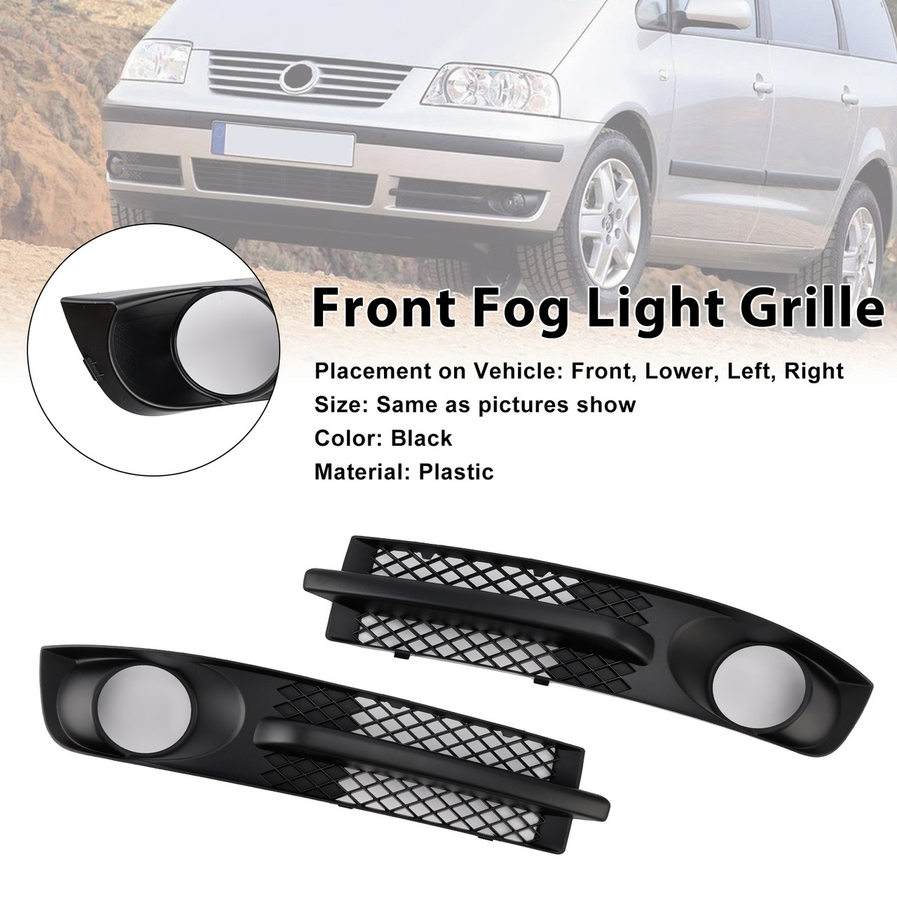 2000-2010 VW Sharan 7M Front Bumper Fog Light Grill W/ Foglight Hole Generic