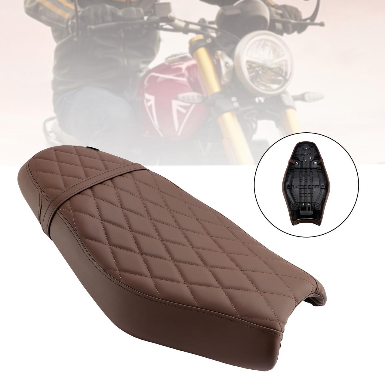 2024-2025 Triumph SPEED 400 SCRAMBLER 400X Rider Passenger Seat Front Rear Cushion Brown Generic