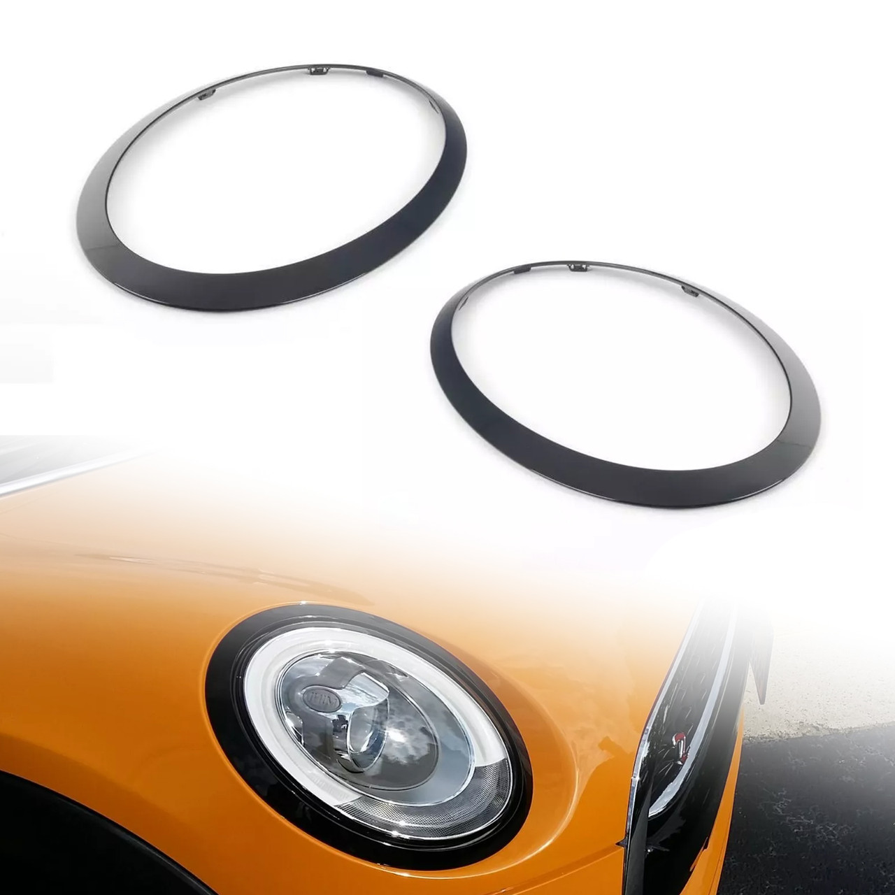 2014-2021 Mini Cooper F55 F56 F57 2PCS Gloss Black Headlight Bezel