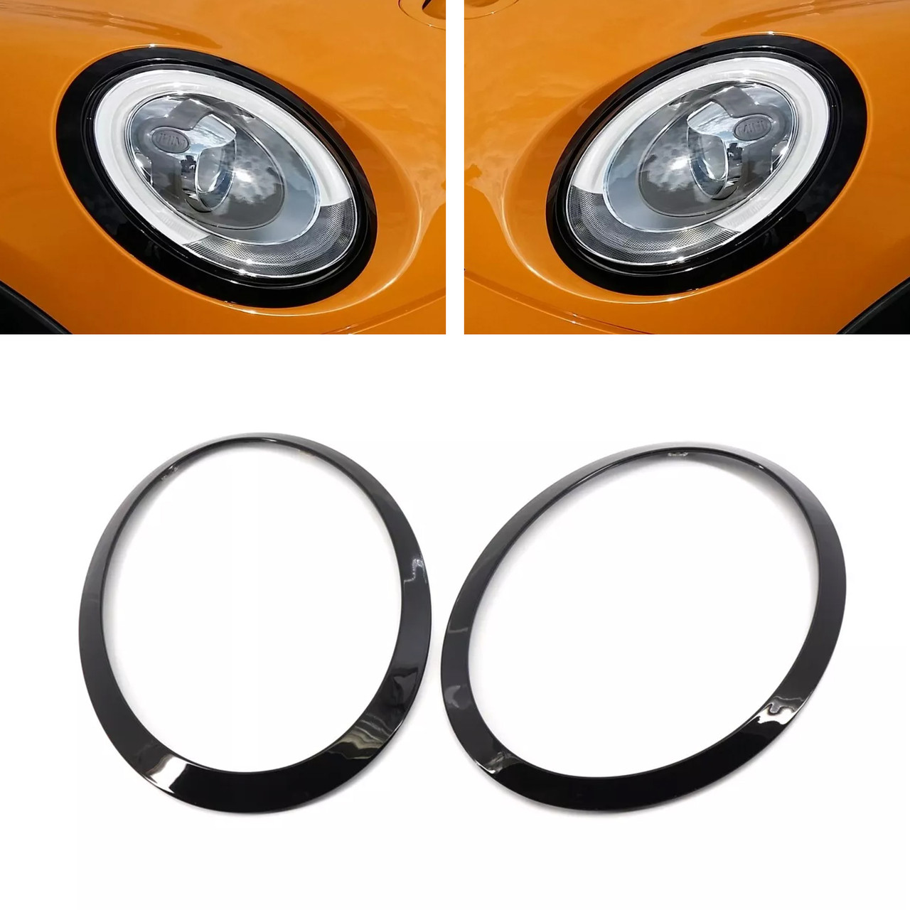 2014-2021 Mini Cooper F55 F56 F57 2PCS Gloss Black Headlight Bezel