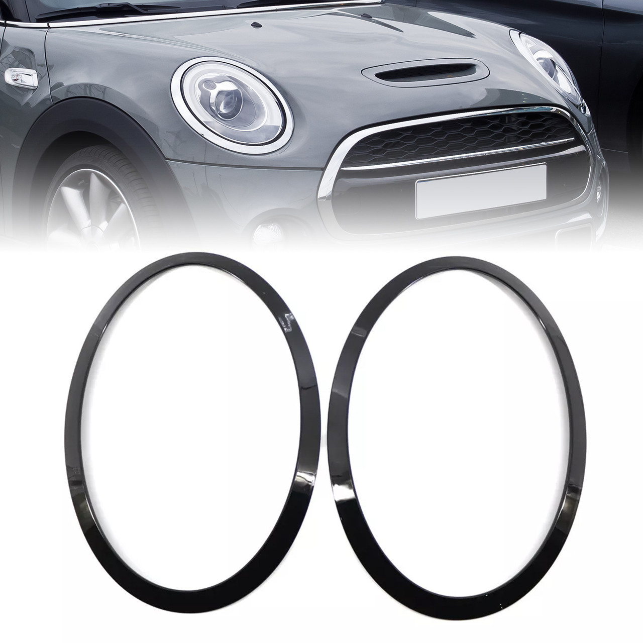 2014-2021 Mini Cooper F55 F56 F57 2PCS Gloss Black Headlight Bezel