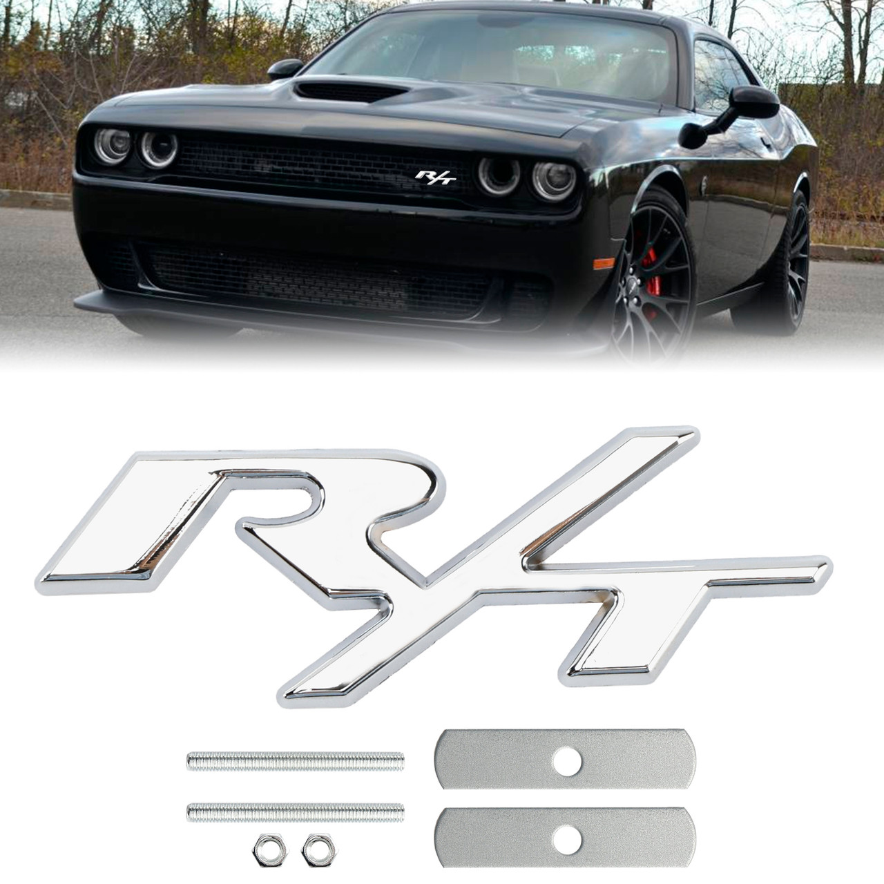 Dodge Charger Challenger R/T Front Grille Emblem Decal Badge Silver Generic
