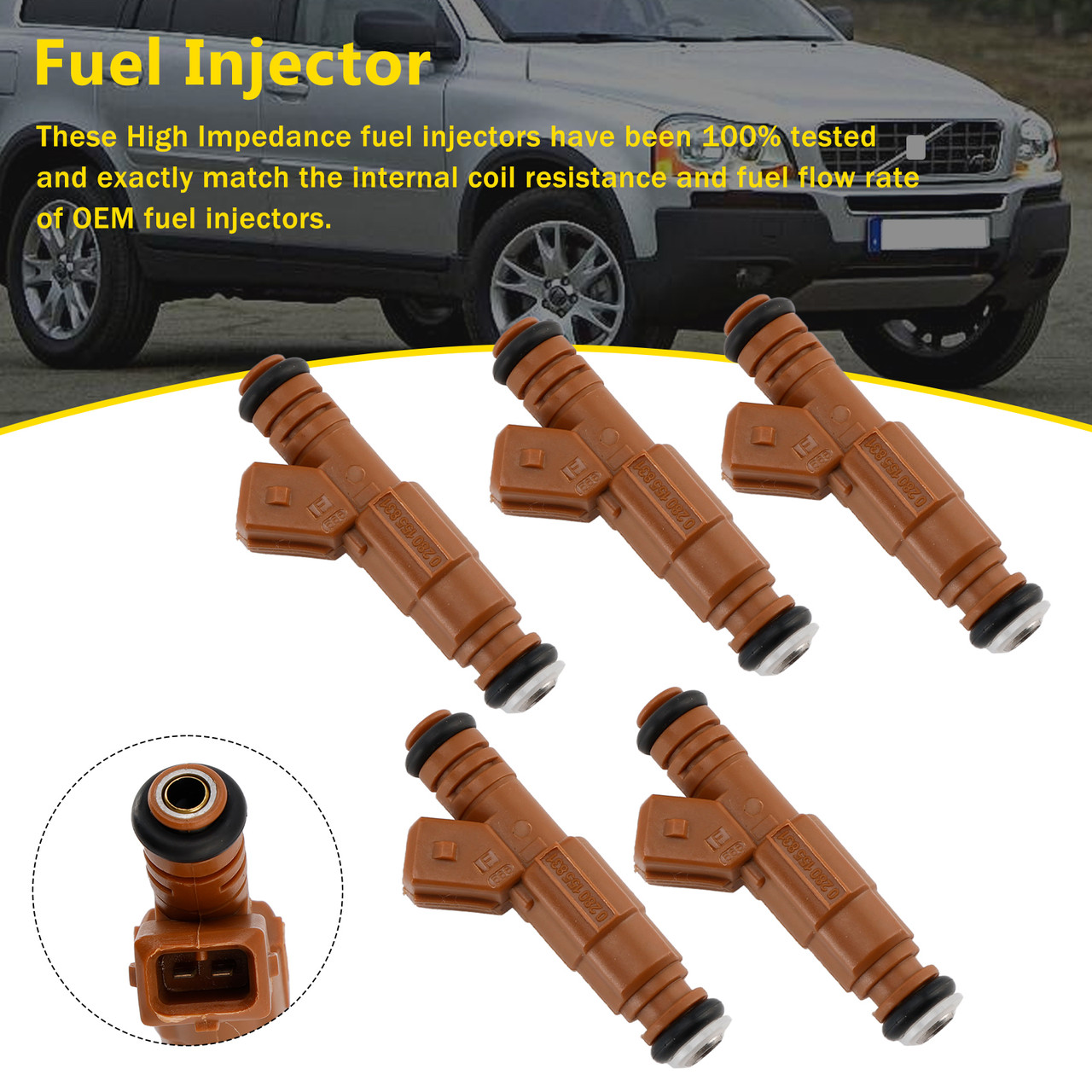 1998-2009 Volvo S60 S80 C70 XC90 2.4L 2.5L 5PCS Fuel Injector 0280155831 Generic