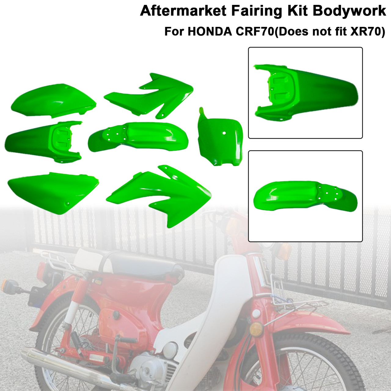 HONDA CRF70 Body Plastic Kit Fender Fairing Green Generic