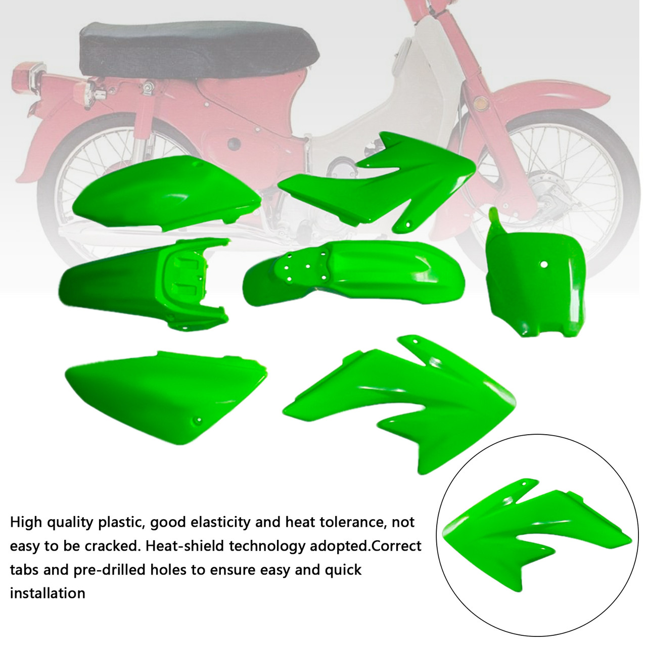 HONDA CRF70 Body Plastic Kit Fender Fairing Green Generic