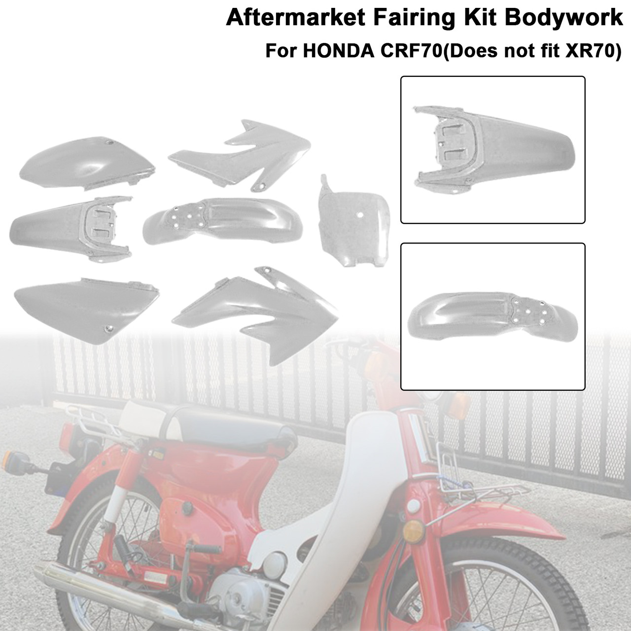 HONDA CRF70 Body Plastic Kit Fender Fairing White Generic
