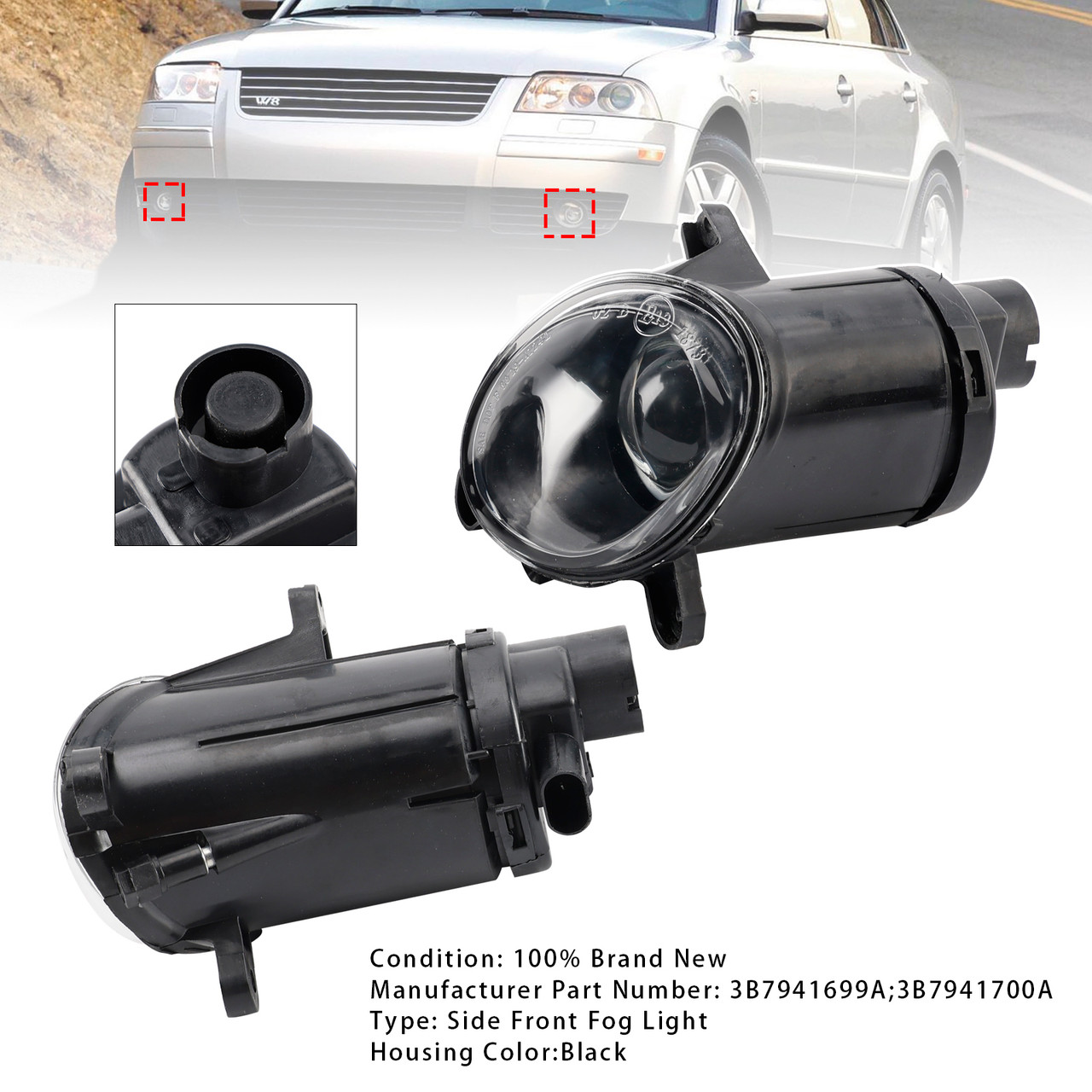 2001-2005 Volkswagen PASSAT 3BG B5 Pair Front Bumper Driving Fog Light Lamps Generic