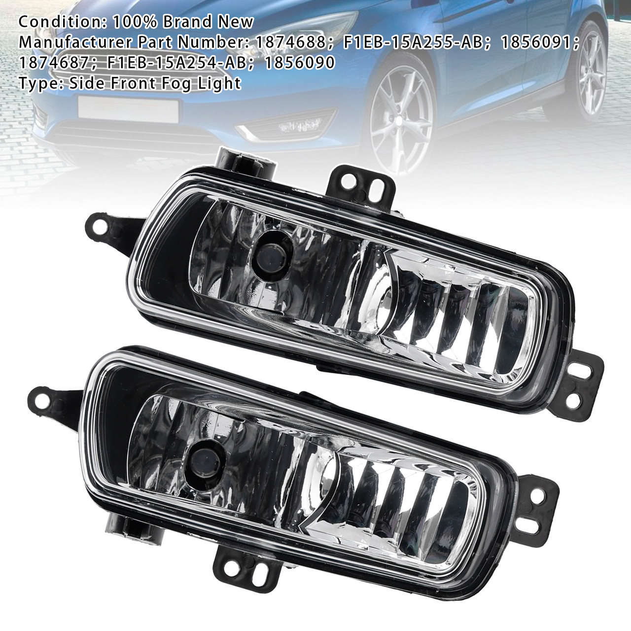2014-2023 Ford Transit MK8 V363 1Pcs Front Left+Right Fog Light Lamps With Bulbs Generic