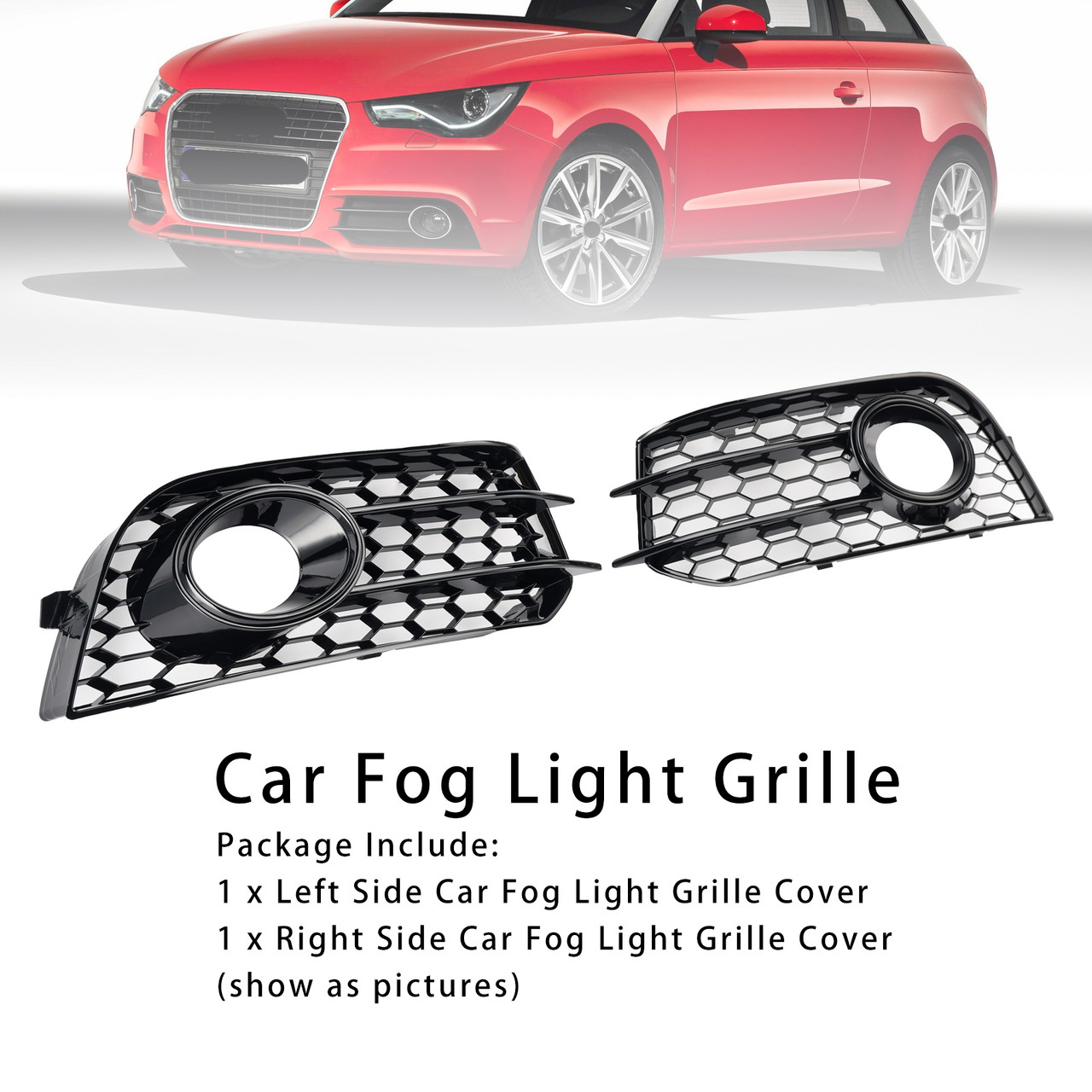2010-2014 Audi A1 Front Bumper Honeycomb Fog Grille Cover Black Generic
