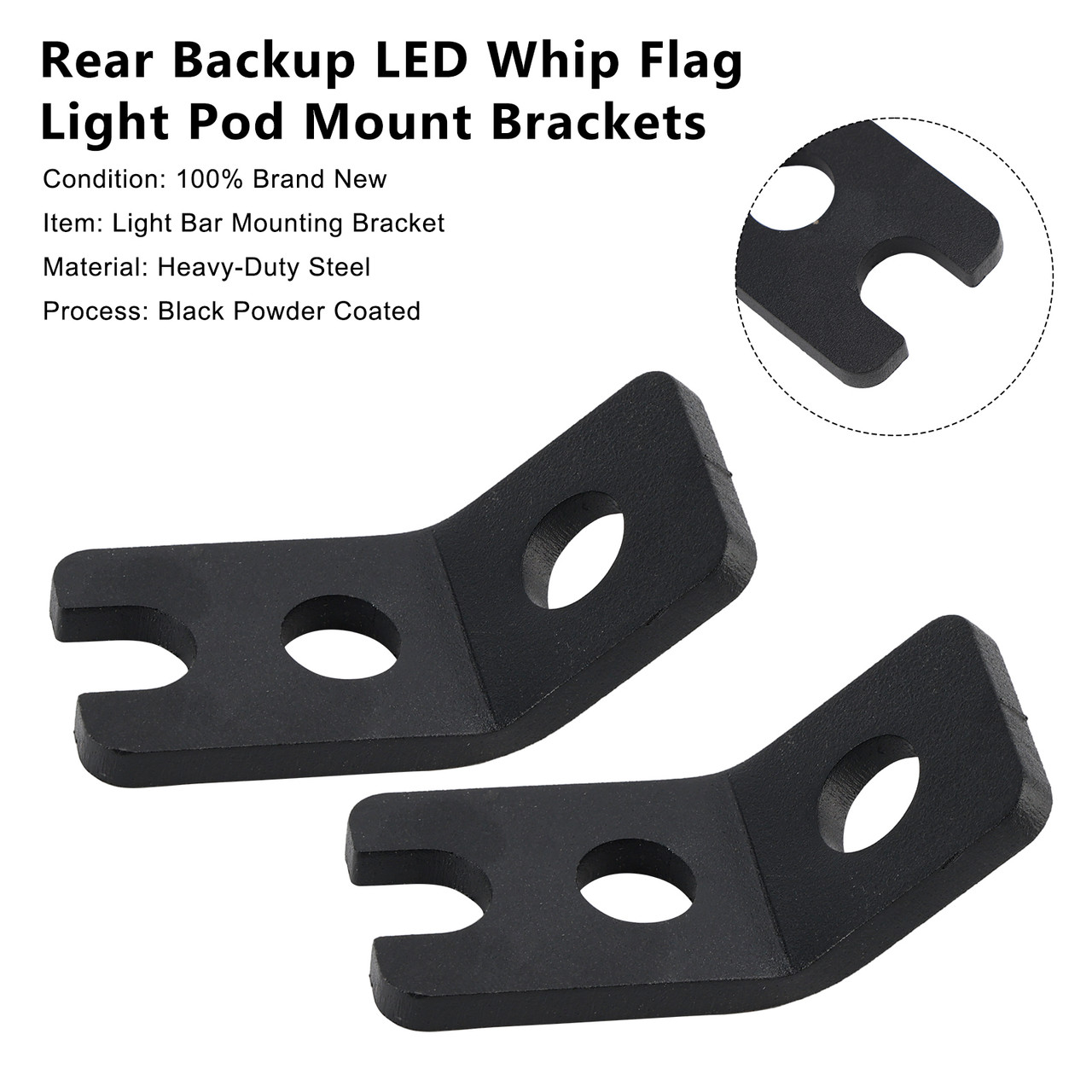 2008-2023 Polaris RZR Rear Backup LED Whip Flag Light Pod Mount Brackets Generic