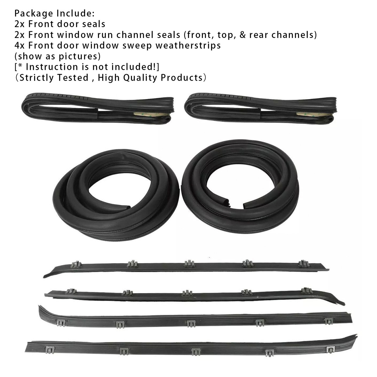 1982-1991 Chevy GMC C10 K10 Door Window Weatherstrip Seals Set Kit Generic