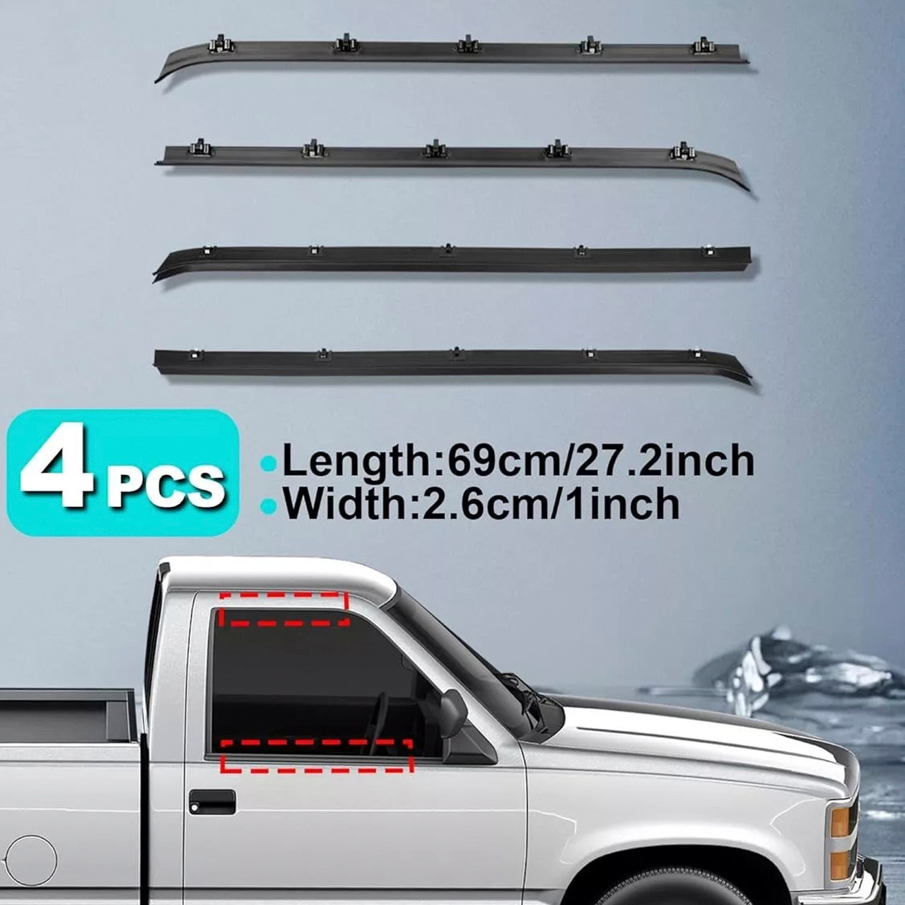 1982-1991 Chevy GMC C10 K10 Door Window Weatherstrip Seals Set Kit Generic