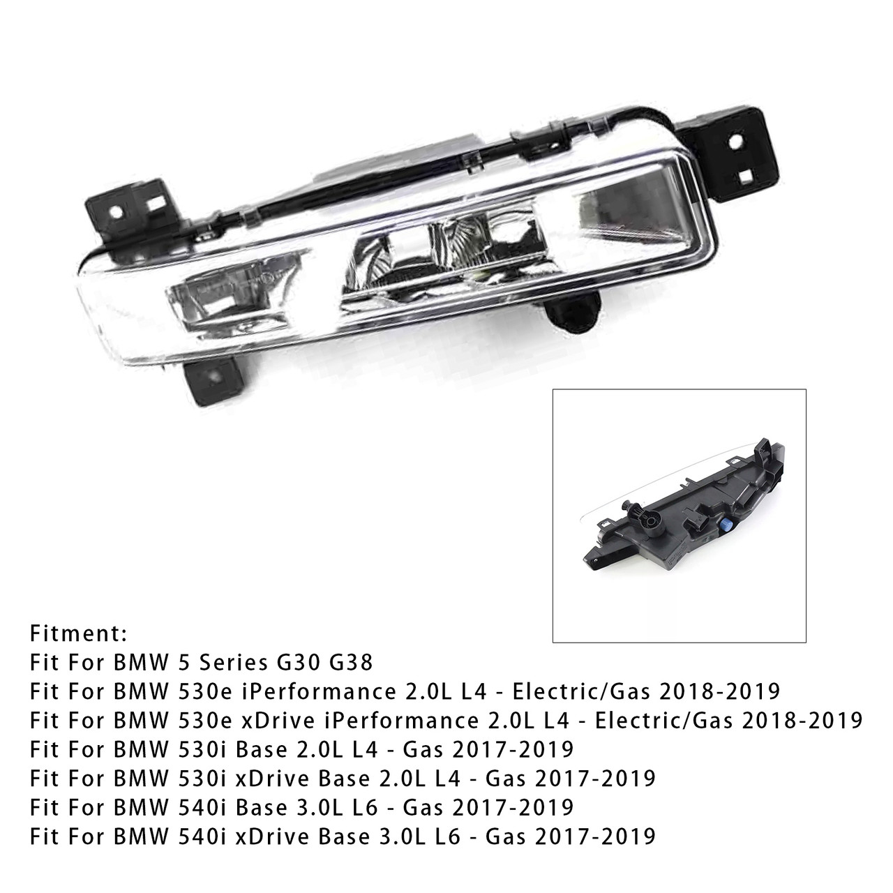2017-2019 BMW 5 Series 530 540 1 Pcs LED Front Right Fog Light Generic
