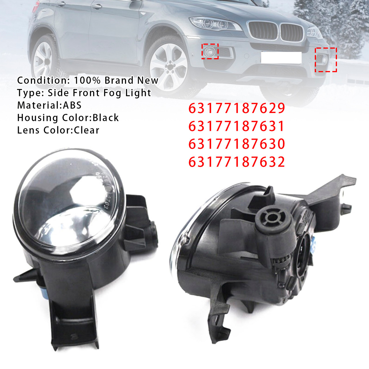 2008-2011 BMW X6 E71 E72 Pre-LCI Pair Front Fog Light Lamps