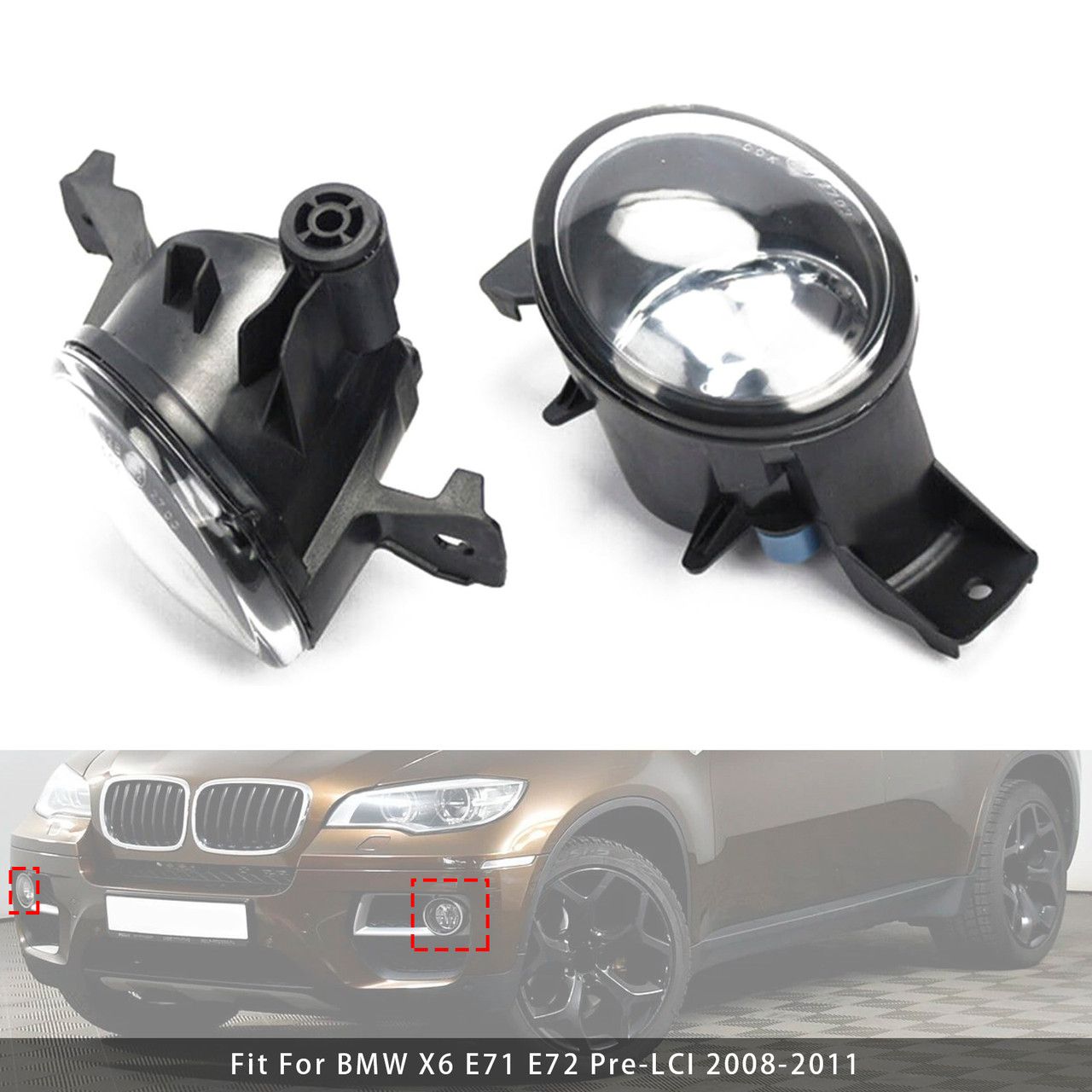 2008-2011 BMW X6 E71 E72 Pre-LCI Pair Front Fog Light Lamps