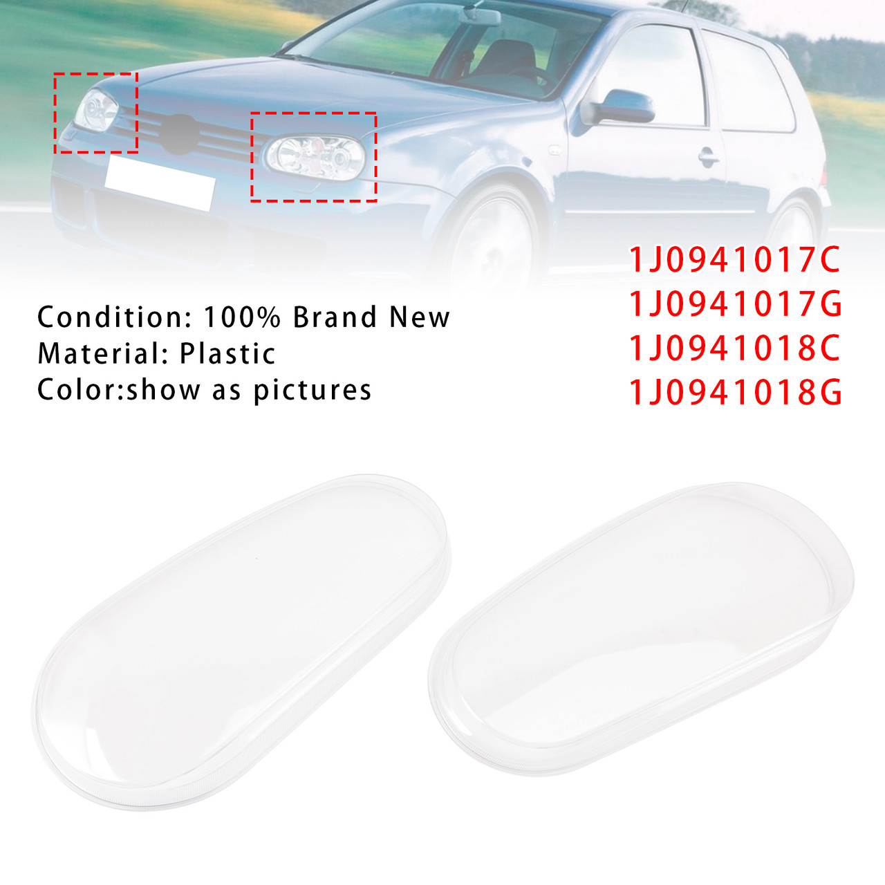 1999-2005 VW MK4 Golf/GTI/R32 Left+Right Headlight Lens Shell Cover Lampshade 1J0941017C Generic
