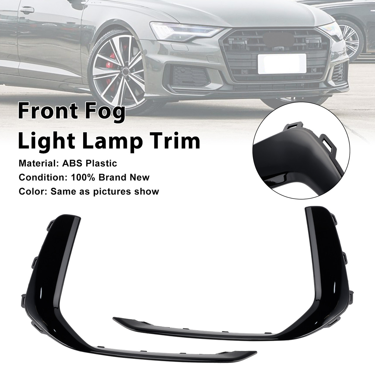 2019-2023 Audi A6 C8 S-Line S6 2* Front Fog Light Lamp Trim