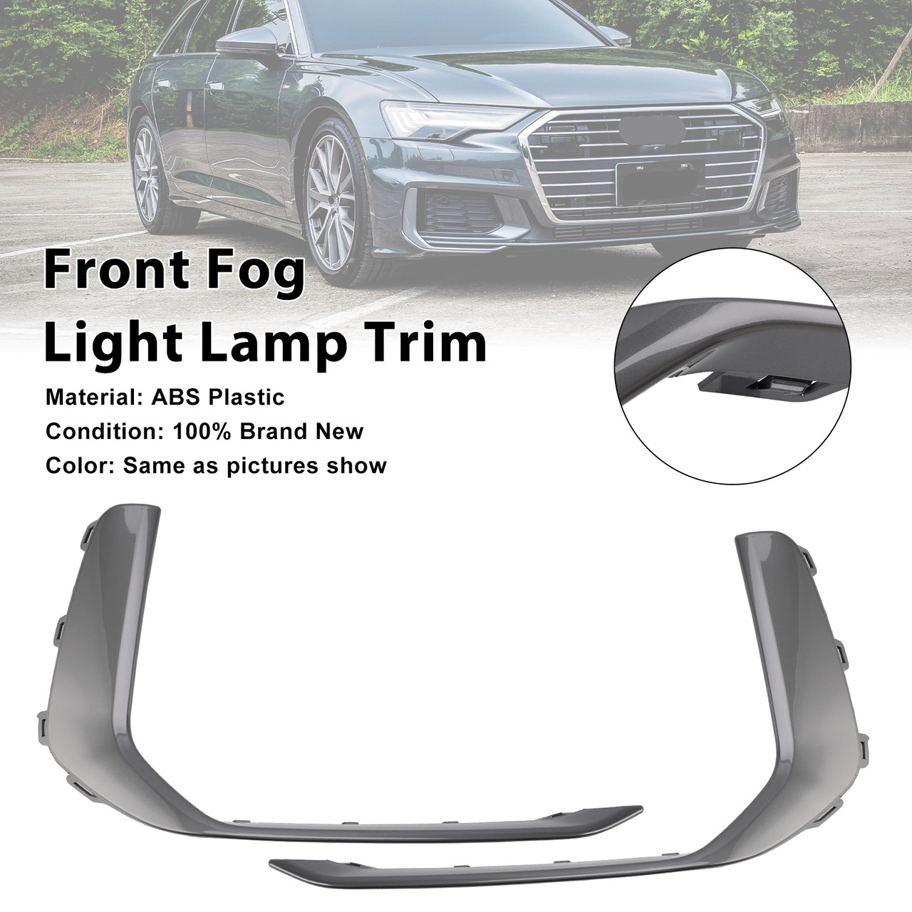 2019-2023 Audi A6 C8 S-Line S6 2* Front Fog Light Lamp Trim