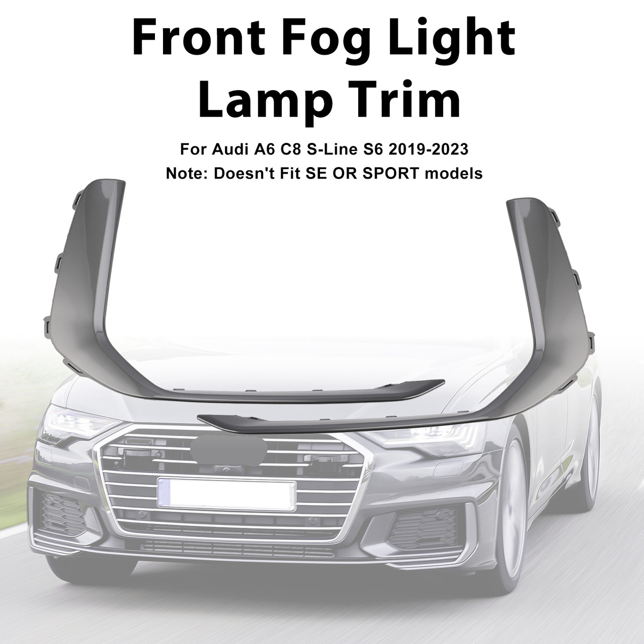 2019-2023 Audi A6 C8 S-Line S6 2* Front Fog Light Lamp Trim