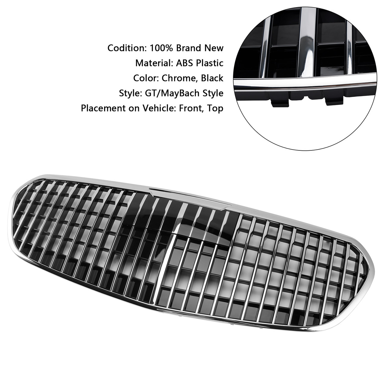 2021-2023 Mercedes Benz S Class W223 S480 S580 S680 Front Bumper Grille(Without Letters) Chrome Generic